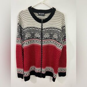 Norwear Icelandic Design Wool Fair Isle Cardigan Sweater XL Birds Eye Jumper